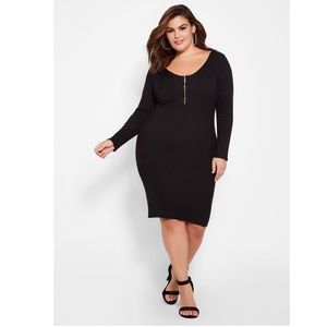 Ashley Stewart zip front rubbed sweater dress NWT